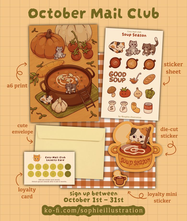Sophie Illustration Cozy Mail Club header